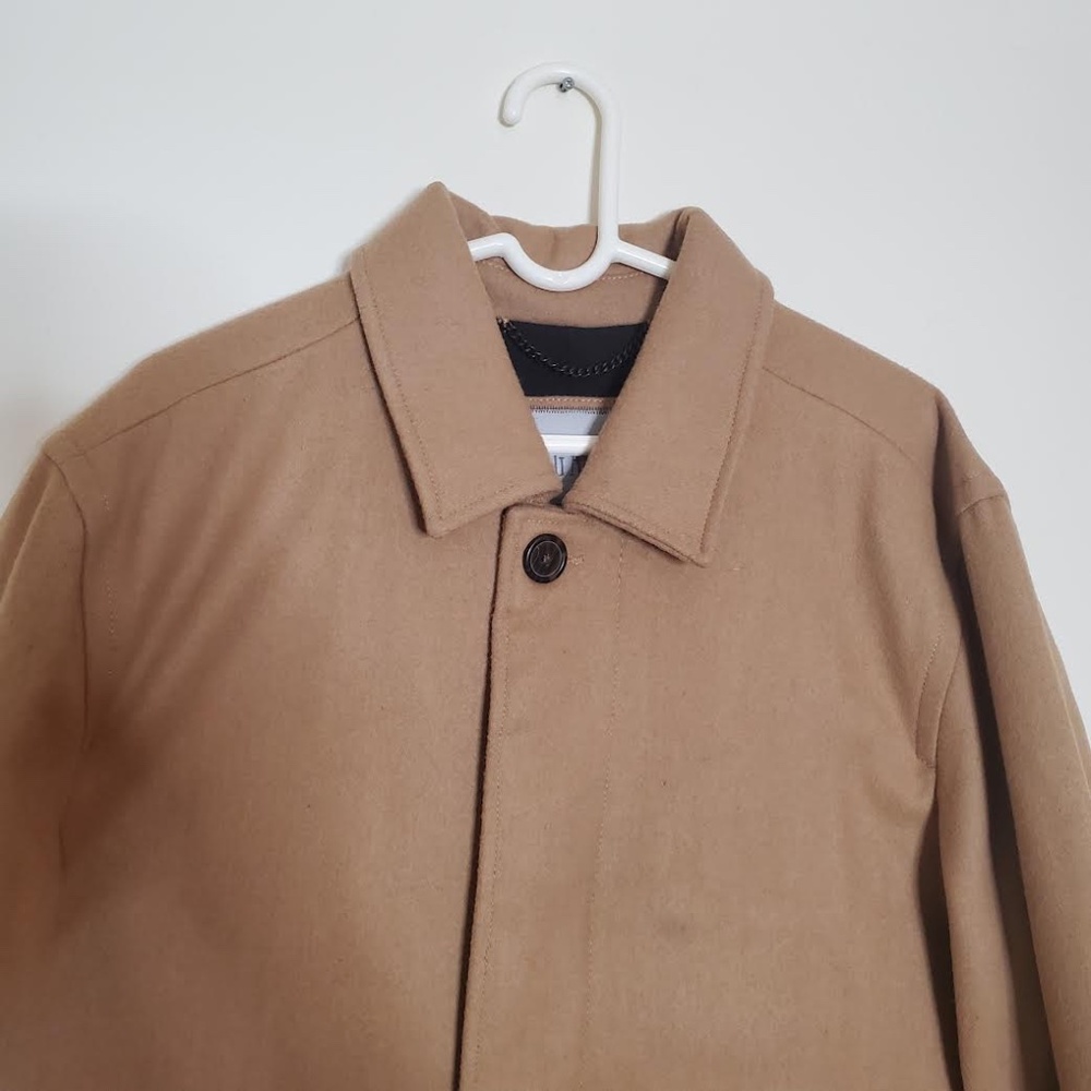 GAP Men's Mid-Length Wool Blend Tan Trench Coat - Picture 2 of 10